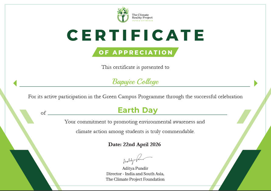 Certificate of Appreciation from "The Climate Project Foundation"