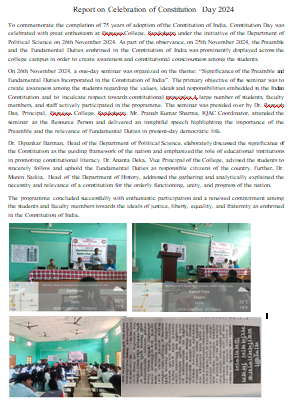 Observation of Constitution Day on 26th November 2024