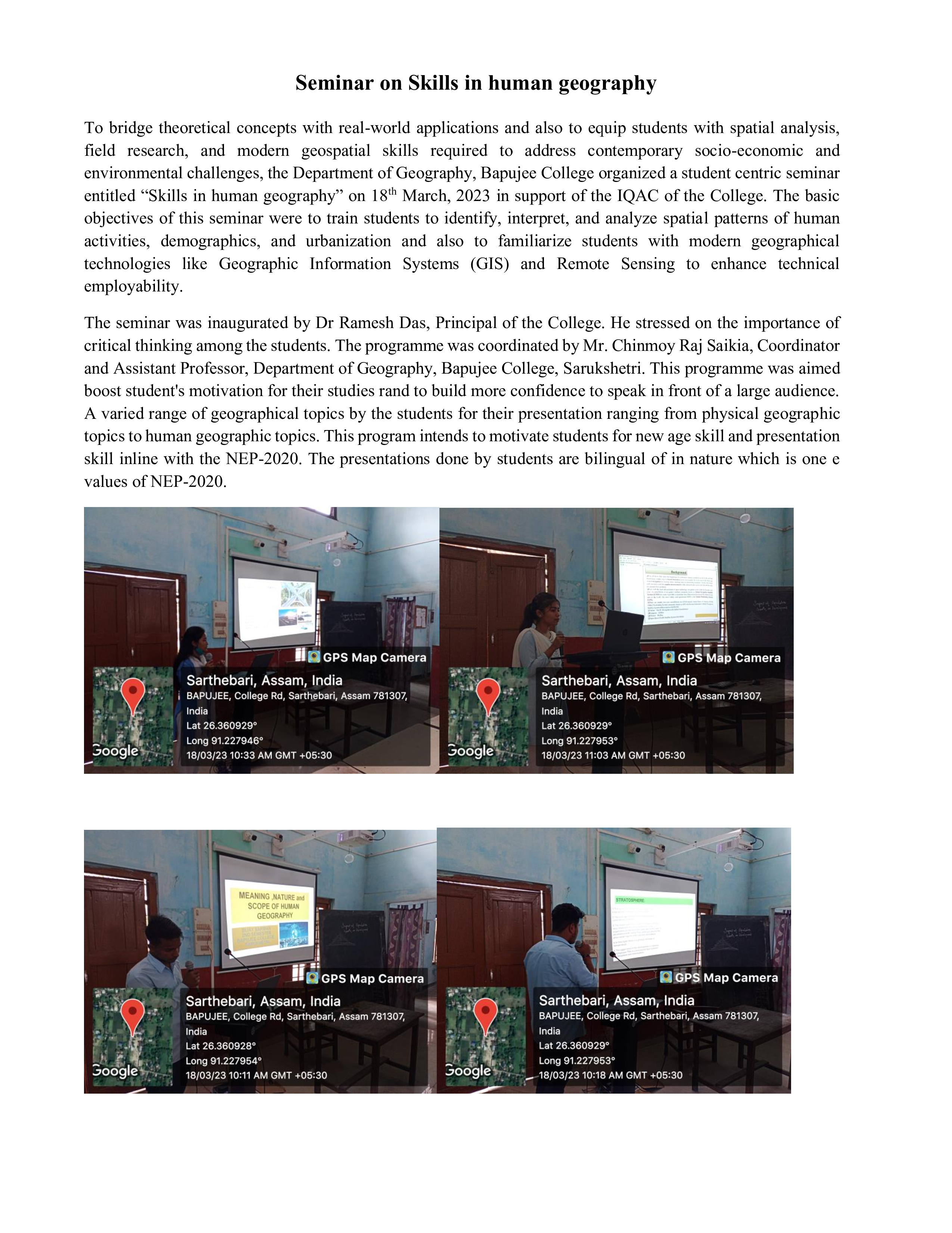 Seminar on Skills in Human Geography
