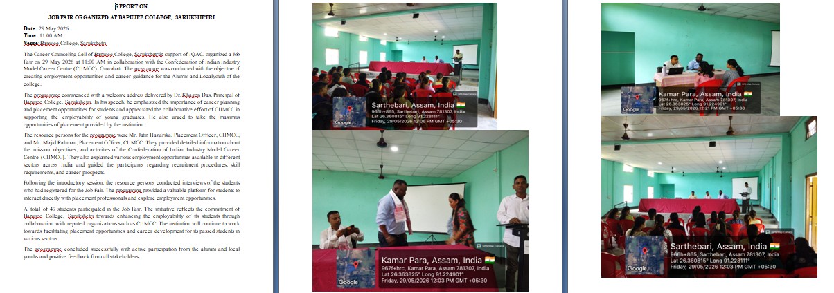 Job Fair Organized by IQAC on 29th May, 2026