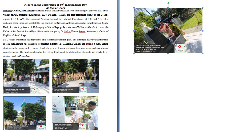 Report on the Celebration of 80th Independence Day on August 15, 2026