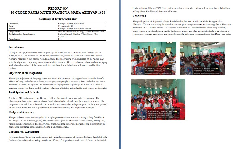 REPORT ON 10 CRORE NASHA MUKTI PRATIGYA MAHA ABHIYAN 2026
