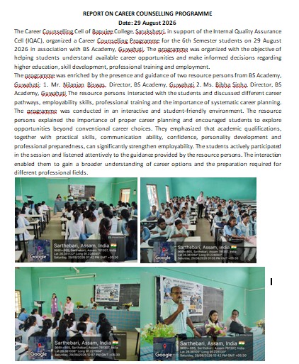 REPORT OF career counselling prrogramme on 29th  August, 2026