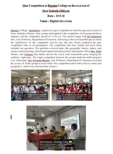 Report of Quiz Competition held on 19/09/2026
