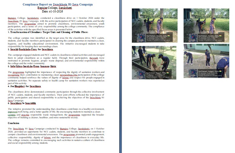 Swachata-Hi-Sewa Programme on 01/10/2026